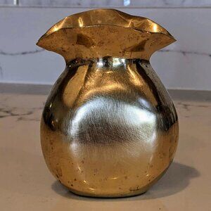Solid Brass Vase With Scalloped Edges 4.5"H 3.5"W
